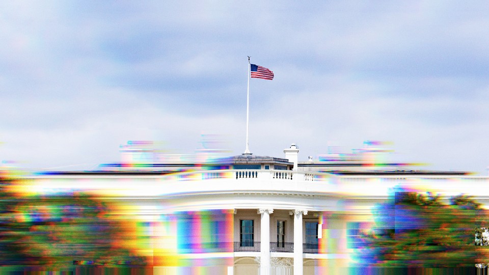 A blurry photo of the White House