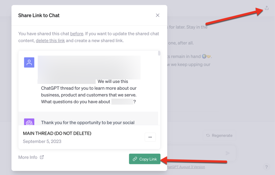ChatGPT share a link