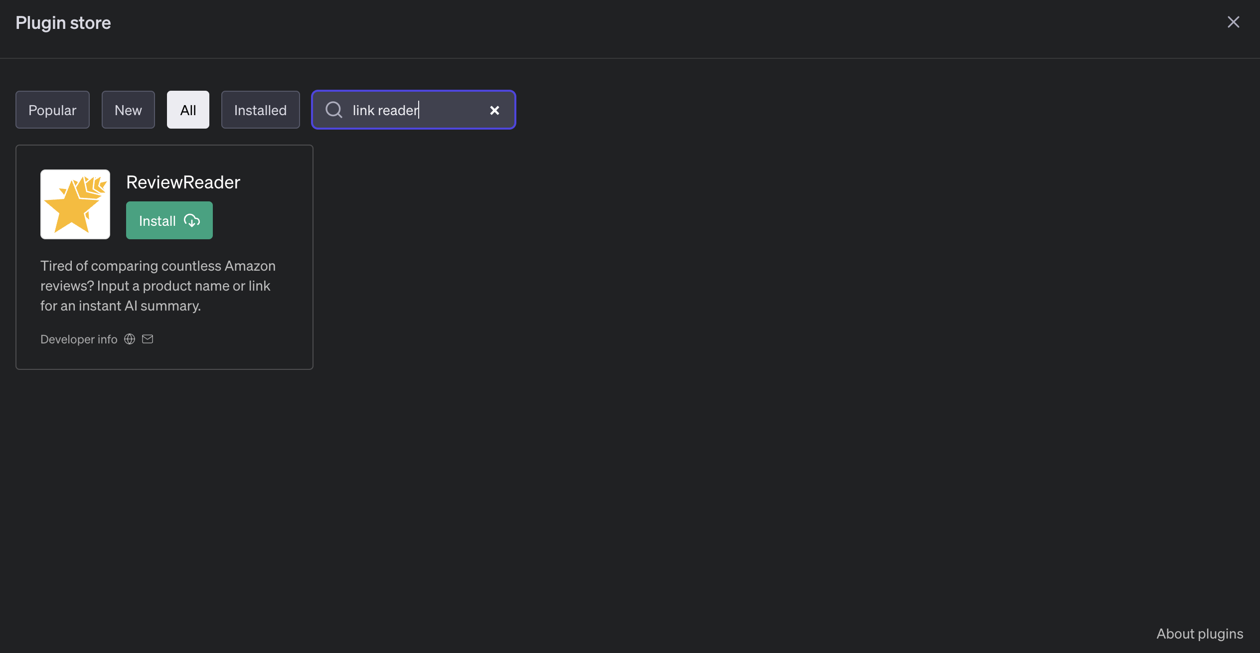 Link Reader Disappears From ChatGPT Plugin Store