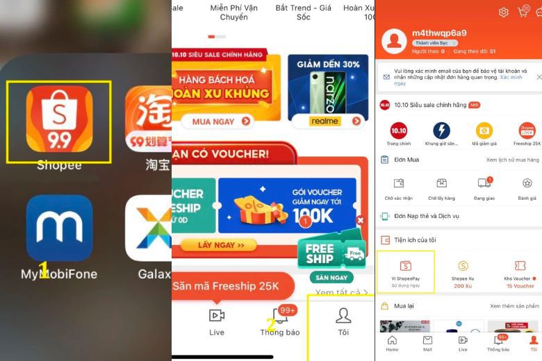 cách liên kết tài khoản ngân hàng với Shopee